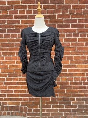 Isabel Marant Black Textured Jacket and Skirt Set